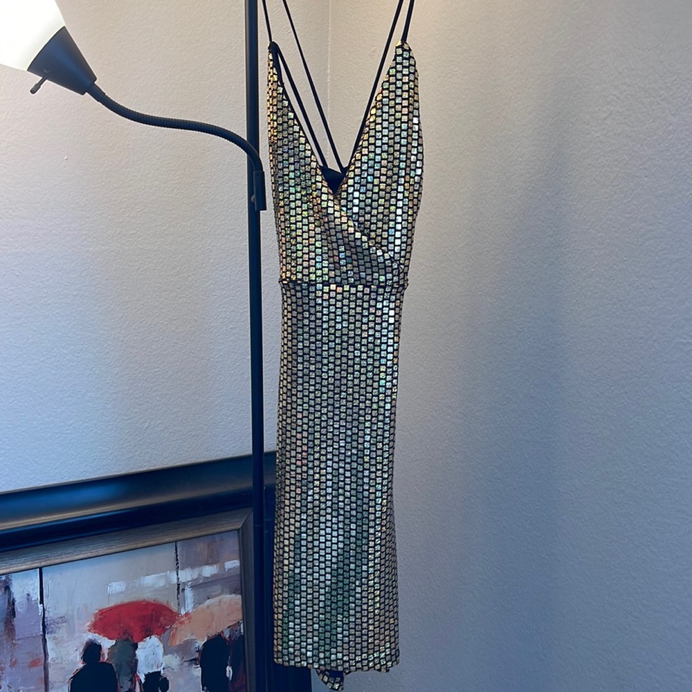 Show stopping gold sequin dress
